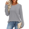image:imageWIHOLL Long Sleeve Shirts for Women Waffle Knit Trendy Fall Fashion 2026 Dressy Casual Blouses Teacher OutfitsGrey