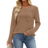 image:imageWIHOLL Long Sleeve Shirts for Women Waffle Knit Trendy Fall Fashion 2026 Dressy Casual Blouses Teacher OutfitsKhaki