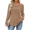 image:imageWIHOLL Long Sleeve Shirts for Women Waffle Knit Trendy Fall Fashion 2026 Dressy Casual Blouses Teacher OutfitsKhaki