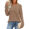 image:imageWIHOLL Long Sleeve Shirts for Women Waffle Knit Trendy Fall Fashion 2026 Dressy Casual Blouses Teacher OutfitsKhaki