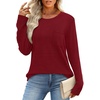 image:imageWIHOLL Long Sleeve Shirts for Women Waffle Knit Trendy Fall Fashion 2026 Dressy Casual Blouses Teacher OutfitsRed