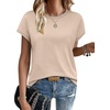 image:imageWIHOLL Short Sleeve Sweater for Women Summer Tops Crew Neck Fashion Clothing Tshirts Shirts Travel Outfits Dressy CasualBeige