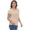 image:imageWIHOLL Short Sleeve Sweater for Women Summer Tops Crew Neck Fashion Clothing Tshirts Shirts Travel Outfits Dressy CasualBeige
