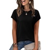 image:imageWIHOLL Short Sleeve Sweater for Women Summer Tops Crew Neck Fashion Clothing Tshirts Shirts Travel Outfits Dressy CasualBlack