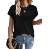 image:imageWIHOLL Short Sleeve Sweater for Women Summer Tops Crew Neck Fashion Clothing Tshirts Shirts Travel Outfits Dressy CasualBlack