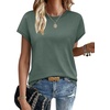 image:imageWIHOLL Short Sleeve Sweater for Women Summer Tops Crew Neck Fashion Clothing Tshirts Shirts Travel Outfits Dressy CasualDark Green