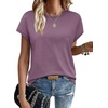 image:imageWIHOLL Short Sleeve Sweater for Women Summer Tops Crew Neck Fashion Clothing Tshirts Shirts Travel Outfits Dressy CasualGrey Purple