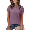 image:imageWIHOLL Short Sleeve Sweater for Women Summer Tops Crew Neck Fashion Clothing Tshirts Shirts Travel Outfits Dressy CasualGrey Purple