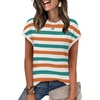 image:imageWIHOLL Short Sleeve Sweater for Women Summer Tops Crew Neck Fashion Clothing Tshirts Shirts Travel Outfits Dressy CasualStriped 02