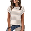 image:imageWIHOLL Short Sleeve Sweater for Women Summer Tops Crew Neck Fashion Clothing Tshirts Shirts Travel Outfits Dressy CasualStriped 03