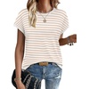 image:imageWIHOLL Short Sleeve Sweater for Women Summer Tops Crew Neck Fashion Clothing Tshirts Shirts Travel Outfits Dressy CasualStriped 03