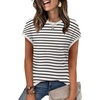 image:imageWIHOLL Short Sleeve Sweater for Women Summer Tops Crew Neck Fashion Clothing Tshirts Shirts Travel Outfits Dressy CasualStriped 04