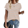 image:imageWIHOLL Short Sleeve Sweater for Women Summer Tops Crew Neck Fashion Clothing Tshirts Shirts Travel Outfits Dressy CasualStriped 05