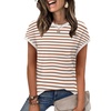 image:imageWIHOLL Short Sleeve Sweater for Women Summer Tops Crew Neck Fashion Clothing Tshirts Shirts Travel Outfits Dressy CasualStriped 05