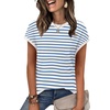 image:imageWIHOLL Short Sleeve Sweater for Women Summer Tops Crew Neck Fashion Clothing Tshirts Shirts Travel Outfits Dressy CasualStriped 06