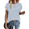 image:imageWIHOLL Short Sleeve Sweater for Women Summer Tops Crew Neck Fashion Clothing Tshirts Shirts Travel Outfits Dressy CasualStriped 06