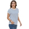 image:imageWIHOLL Short Sleeve Sweater for Women Summer Tops Crew Neck Fashion Clothing Tshirts Shirts Travel Outfits Dressy CasualStriped 06