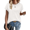 image:imageWIHOLL Short Sleeve Sweater for Women Summer Tops Crew Neck Fashion Clothing Tshirts Shirts Travel Outfits Dressy CasualWhite