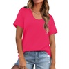 image:imageWIHOLL Summer Tops for Women Scoop Neck Basic Tees Short Sleeve Casual TShirts Loose FitHot Pink