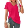 image:imageWIHOLL Summer Tops for Women Scoop Neck Basic Tees Short Sleeve Casual TShirts Loose FitHot Pink