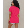 image:imageWIHOLL Summer Tops for Women Scoop Neck Basic Tees Short Sleeve Casual TShirts Loose FitHot Pink
