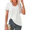 image:imageWIHOLL Summer Tops for Women Scoop Neck Basic Tees Short Sleeve Casual TShirts Loose FitWhite