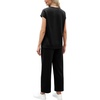 image:imageWIHOLL Two Piece Sets for Women Summer Spring Travel Vacation Outfits Cap Sleeve Lounge Matching Sets Wide Leg Pants S3XLAblack