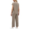 image:imageWIHOLL Two Piece Sets for Women Summer Spring Travel Vacation Outfits Cap Sleeve Lounge Matching Sets Wide Leg Pants S3XLBcoffee