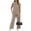 image:imageWIHOLL Two Piece Sets for Women Summer Spring Travel Vacation Outfits Cap Sleeve Lounge Matching Sets Wide Leg Pants S3XLBcoffee
