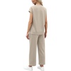 image:imageWIHOLL Two Piece Sets for Women Summer Spring Travel Vacation Outfits Cap Sleeve Lounge Matching Sets Wide Leg Pants S3XLBeige