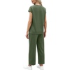 image:imageWIHOLL Two Piece Sets for Women Summer Spring Travel Vacation Outfits Cap Sleeve Lounge Matching Sets Wide Leg Pants S3XLGreen