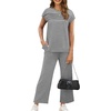 image:imageWIHOLL Two Piece Sets for Women Summer Spring Travel Vacation Outfits Cap Sleeve Lounge Matching Sets Wide Leg Pants S3XLGrey