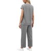 image:imageWIHOLL Two Piece Sets for Women Summer Spring Travel Vacation Outfits Cap Sleeve Lounge Matching Sets Wide Leg Pants S3XLGrey