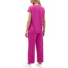 image:imageWIHOLL Two Piece Sets for Women Summer Spring Travel Vacation Outfits Cap Sleeve Lounge Matching Sets Wide Leg Pants S3XLHot Pink