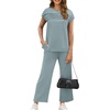 image:imageWIHOLL Two Piece Sets for Women Summer Spring Travel Vacation Outfits Cap Sleeve Lounge Matching Sets Wide Leg Pants S3XLLake Blue