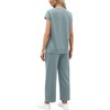 image:imageWIHOLL Two Piece Sets for Women Summer Spring Travel Vacation Outfits Cap Sleeve Lounge Matching Sets Wide Leg Pants S3XLLake Blue