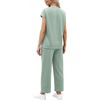 image:imageWIHOLL Two Piece Sets for Women Summer Spring Travel Vacation Outfits Cap Sleeve Lounge Matching Sets Wide Leg Pants S3XLSage Green