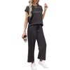 image:imageWIHOLL Two Piece Sets for Women Summer Spring Travel Vacation Outfits Cap Sleeve Lounge Matching Sets Wide Leg Pants S3XLTdark Grey