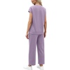 image:imageWIHOLL Two Piece Sets for Women Summer Spring Travel Vacation Outfits Cap Sleeve Lounge Matching Sets Wide Leg Pants S3XLTgrey Purple