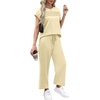 image:imageWIHOLL Two Piece Sets for Women Summer Spring Travel Vacation Outfits Cap Sleeve Lounge Matching Sets Wide Leg Pants S3XLTyellow