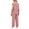 image:imageWIHOLL Two Piece Sets for Women Summer Spring Travel Vacation Outfits Cap Sleeve Lounge Matching Sets Wide Leg Pants S3XLUpink