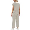 image:imageWIHOLL Two Piece Sets for Women Summer Spring Travel Vacation Outfits Cap Sleeve Lounge Matching Sets Wide Leg Pants S3XLVbeige Stripes