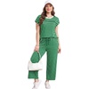 image:imageWIHOLL Two Piece Sets for Women Summer Spring Travel Vacation Outfits Cap Sleeve Lounge Matching Sets Wide Leg Pants S3XLVgreen Stripes