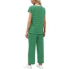 image:imageWIHOLL Two Piece Sets for Women Summer Spring Travel Vacation Outfits Cap Sleeve Lounge Matching Sets Wide Leg Pants S3XLVgreen Stripes