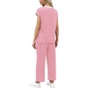 image:imageWIHOLL Two Piece Sets for Women Summer Spring Travel Vacation Outfits Cap Sleeve Lounge Matching Sets Wide Leg Pants S3XLVpink Stripes