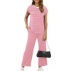 image:imageWIHOLL Two Piece Sets for Women Summer Spring Travel Vacation Outfits Cap Sleeve Lounge Matching Sets Wide Leg Pants S3XLVpink Stripes