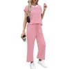 image:imageWIHOLL Two Piece Sets for Women Summer Spring Travel Vacation Outfits Cap Sleeve Lounge Matching Sets Wide Leg Pants S3XLVpink Stripes