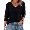 image:imageWIHOLL V Neck 34 Length Sleeve Womens Tops Casual Fall Shirts Lightweight Tunic Sweaters Fashion Clothes 2026Black