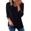 image:imageWIHOLL V Neck 34 Length Sleeve Womens Tops Casual Fall Shirts Lightweight Tunic Sweaters Fashion Clothes 2026Black