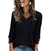 image:imageWIHOLL V Neck 34 Length Sleeve Womens Tops Casual Fall Shirts Lightweight Tunic Sweaters Fashion Clothes 2026Black